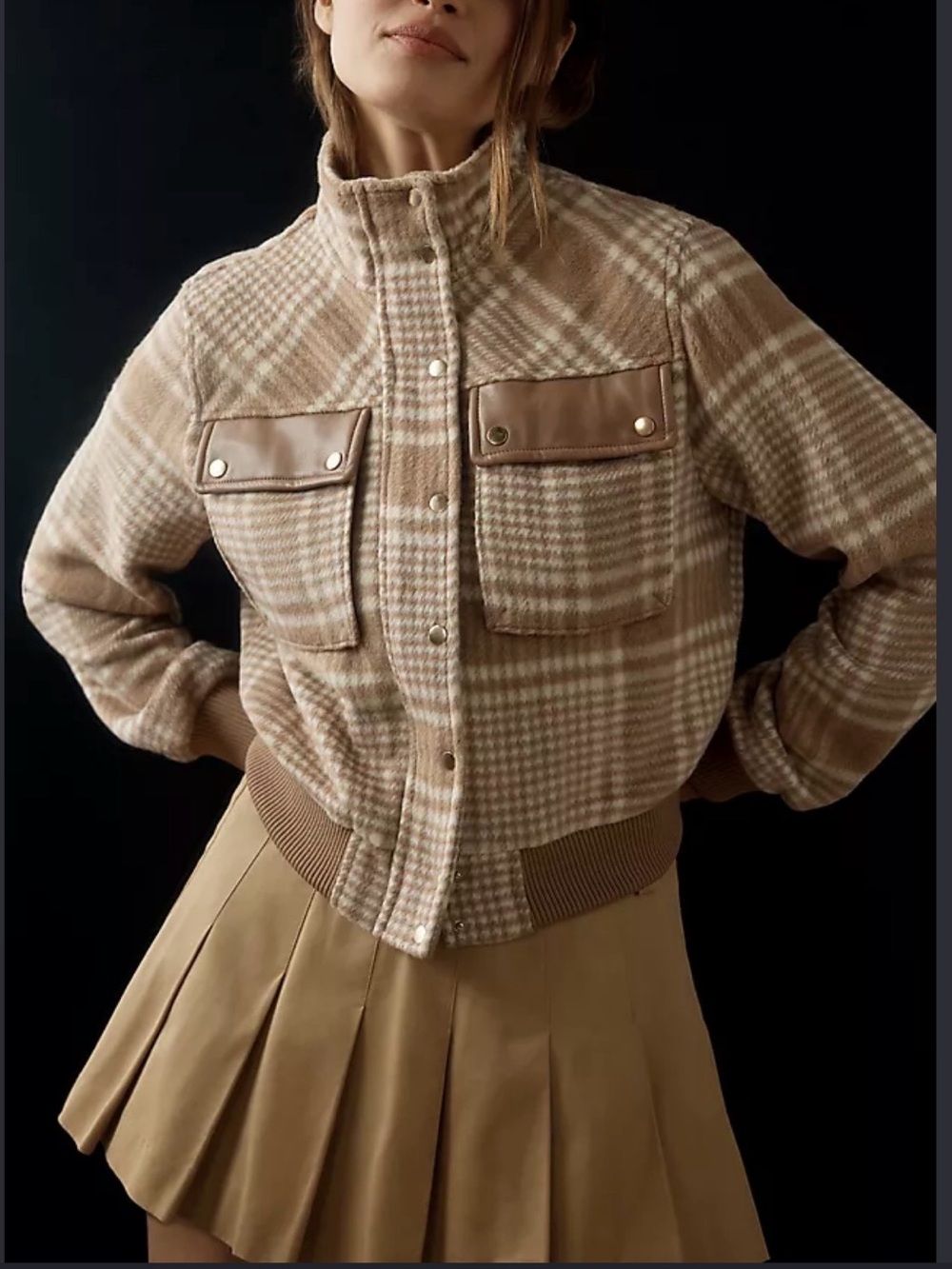 Anthropologie Avec Les Filles Plaid Bomber Jacket Size S - Picture 4 of 13